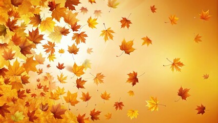 Obraz premium Abstract design of falling leaves in shades of orange and yellow, autumn colors, vibrant hues
