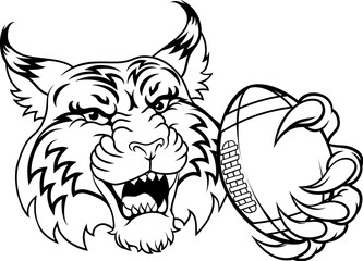 A wildcat or bobcat animal American football sports team cartoon mascot