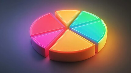 Obraz premium A digital budget planner with glowing pie charts, representing the distribution of financial resources for a balanced financial plan and healthy budgeting