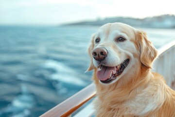 Adorable Dog on a Cruise Ship at Sunset