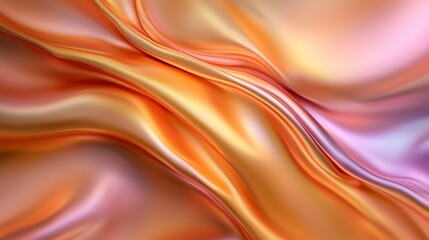 Abstract Orange and Pink Fluid Flow 3D Render, Smooth Gradient, Wave Composition Abstract art, digital art