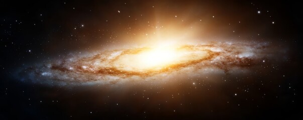 Fototapeta premium Golden Spiral Galaxy Cosmic Composition, Celestial Image, Bright Core, Space Exploration Galaxy,Space art