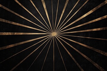 Obraz premium Abstract sunburst pattern, dark background with gold lines, elegant and luxurious design.