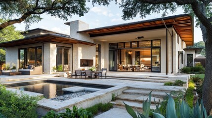 Open house floor plan combining indoor and outdoor living spaces, perfect for warm climates