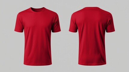 Red Crew Neck T-Shirt Mockup Front and Back View,Plain Red T-Shirt, Apparel Design tshirt mockup, apparel design