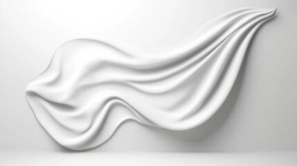 Obraz premium White Fabric Drape 3D Render, Abstract Wave, Minimalist Design, Textile Texture, Flowing Cloth 3D rendering, abstract art