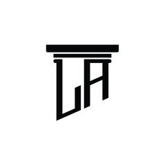 LA monogram logo design letter text name symbol monochrome logotype alphabet character simple logo