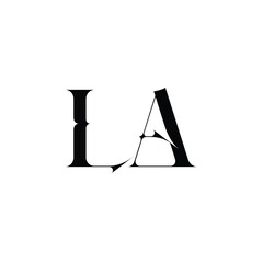 LA monogram logo design letter text name symbol monochrome logotype alphabet character simple logo
