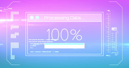 Image of data processing on blue background