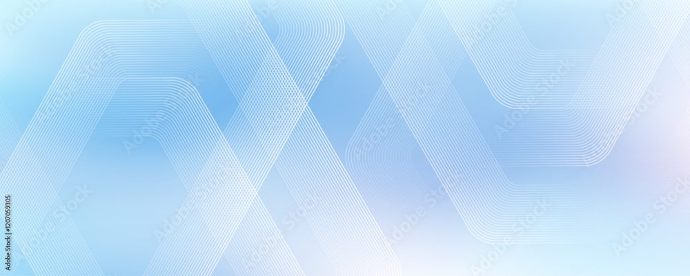Poster Digital futuristic technology concept with hexagons. Digital hexagonal blue abstract background. Geometric stripe line art design for poster, brochure, cover, banner, website, header