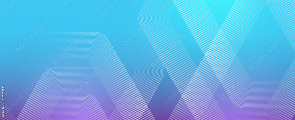 Poster Digital futuristic technology concept with hexagons. Digital hexagonal blue abstract background. Geometric stripe line art design for poster, brochure, cover, banner, website, header