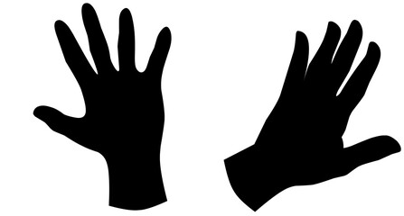 Set of silhouettes of hands in various poses isolated on a white background. Vector illustration. Collection of emotions, signs. Holding hands.emotional of communication bitmap symbol stock web illust