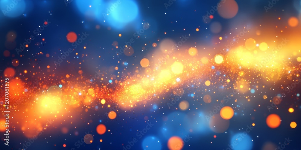 Poster abstract swirling light streaks with bokeh.