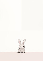 Obraz premium Easter post card, pen drawing, simple, cute, minimalism, bunny