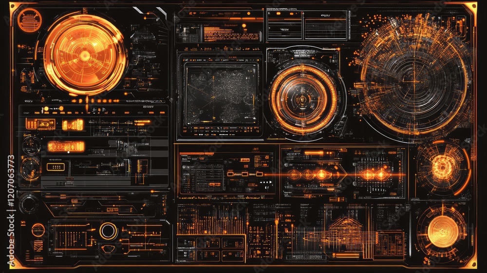 Aufkleber Conceptual digital interface showcasing text inputs transitioning into realistic images with glowing patterns and futuristic elements