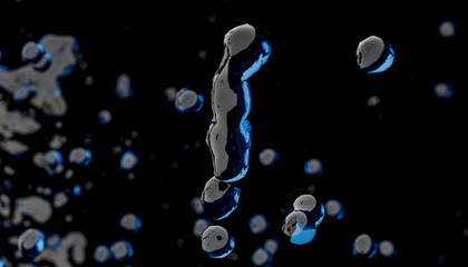 3D render of abstract water droplets on a dark background