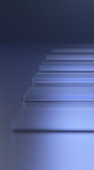 Abstract Glass Steps Soft Blue Light. AI Generated