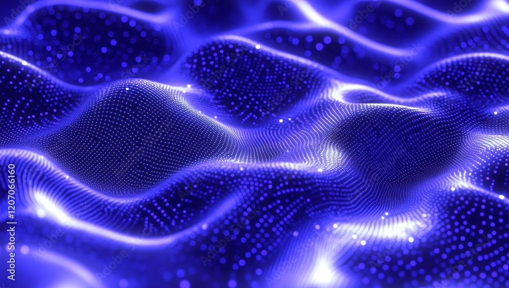 Aufkleber abstract blue glowing particle wave background.
