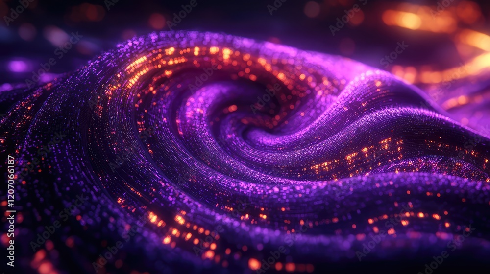 Poster dynamic data wave glowing with analytics patterns and holographic visualizations in a digital enviro