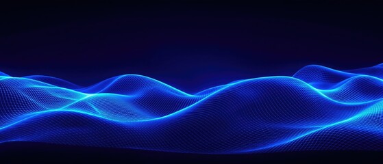 Abstract blue line wave pattern on a black or dark-colored background, digital texture, abstract pattern, visual interest, modern aesthetic