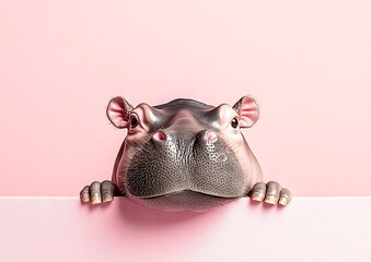 festive card featuring a cute baby hippo, wildlife banner art for World Wildlife Day, with a playful and colorful background