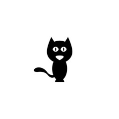 Black Cat Icon vector Illustration. Cat Cartoon Icon
