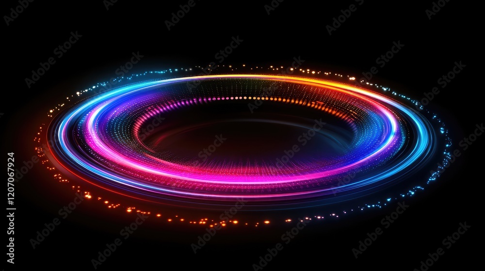Poster futuristic glowing holographic interface visualizing the transformation of text into vibrant images 