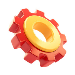 3D gear icon on transparent background (png format)