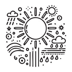 Fototapeta premium Weather icon. Changing weather, rainy and sunny, cloudy vector graphics