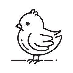 Easter chick and egg, one line drawing. vector illustration