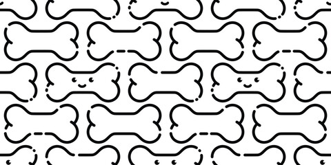 Dog bone seamless pattern face smile cartoon doodle vector tile background repeat wallpaper gift wrapping paper scarf isolated illustration design