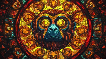 Obraz premium A colorful monkey head with a yellow eye