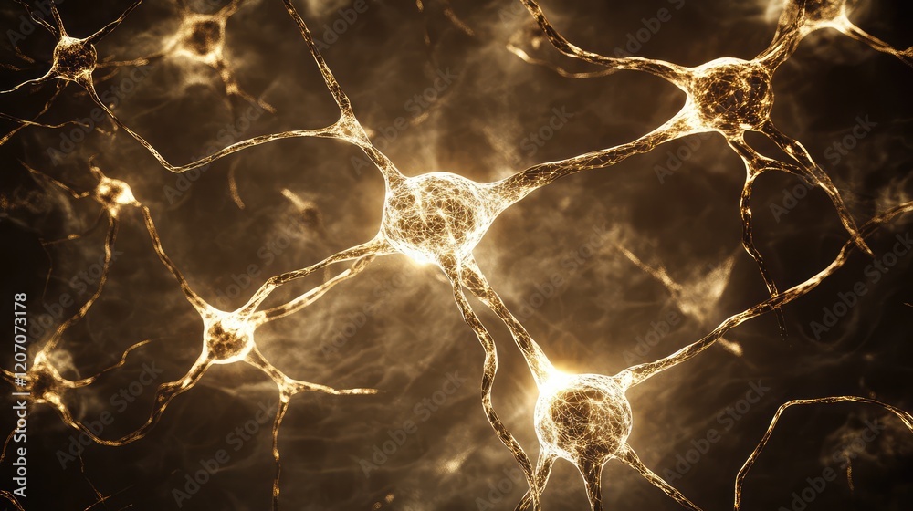 Poster neural network visualization glowing in a complex web pattern, representing artificial intelligence,