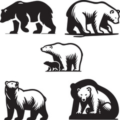 Bear vector in black and white