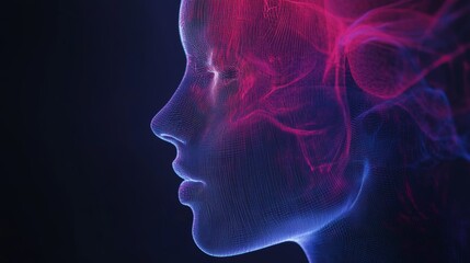 Futuristic Digital Portrait of a Female Face with Vibrant Colors
