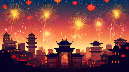 New Year fireworks illustration