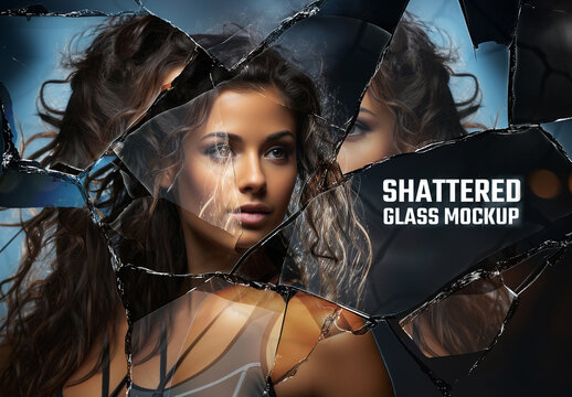 Cracked And Shattered Glass Photo Effect Mockup