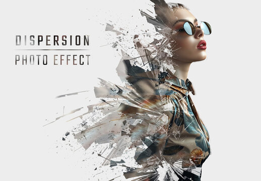 Exploding Broken Glass Dispersion Photo Effect Mockup