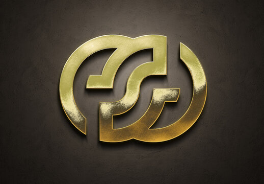 Textured Gold Logo Mockup on Concrete Surface