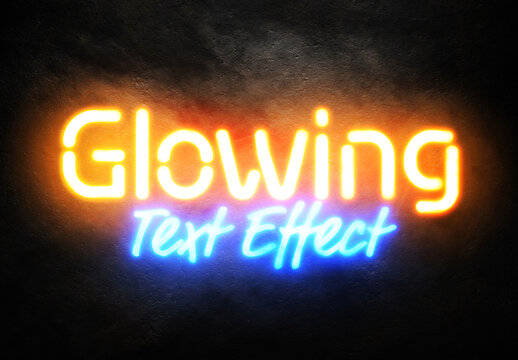 Neon Sign Text with Glowing Foggy Effect Mockup