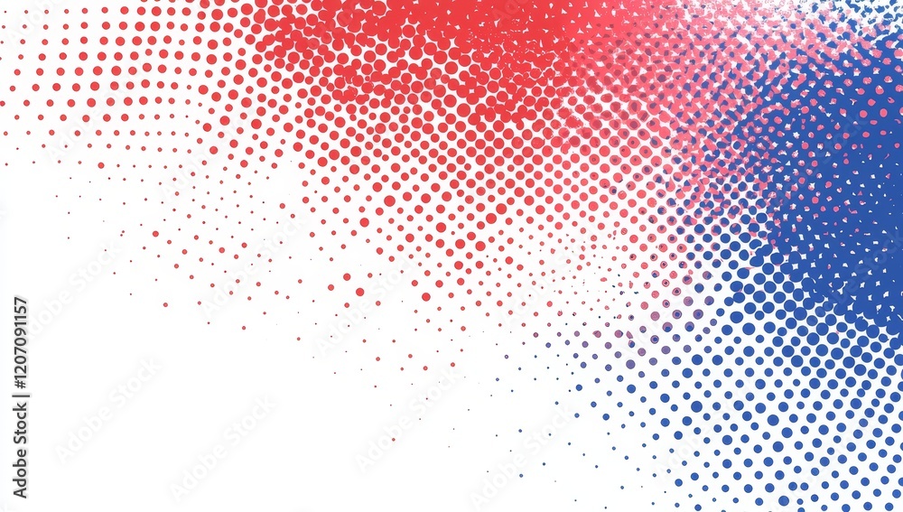 Poster Abstract red blue halftone dots pattern background.