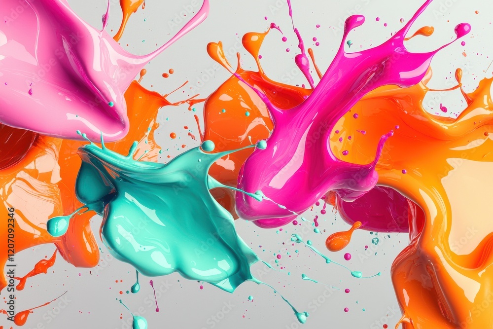 Poster energetic abstract pattern showcasing vibrant colors and fluid shapes in motion with splashes creati