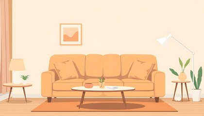 Modern Living Room Interior Design with Yellow Sofa