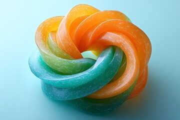 Abstract twisted multicolored shape with color backgroud.
