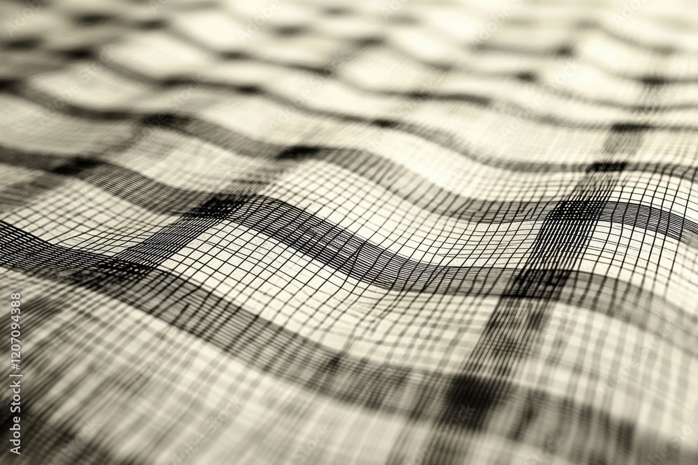Poster intricate pattern of overlapping black and white lines creating a textured surface design
