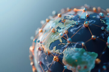 Visual representation of Earth highlighting interconnected continents and global networks for enhanced understanding of geography and technology