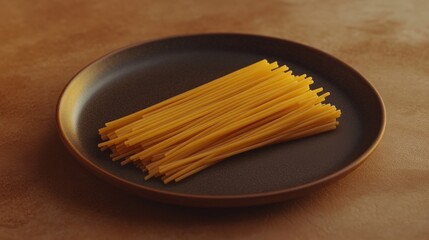 A plate of raw spaghetti noodle