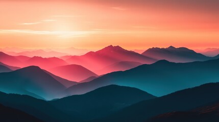 Fototapeta premium Mountain Range Sunset