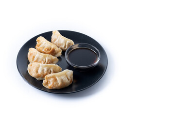 Fried dumplings gyoza isolated on white background