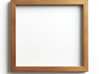 Fototapeta premium Empty square wooden picture frame on white background